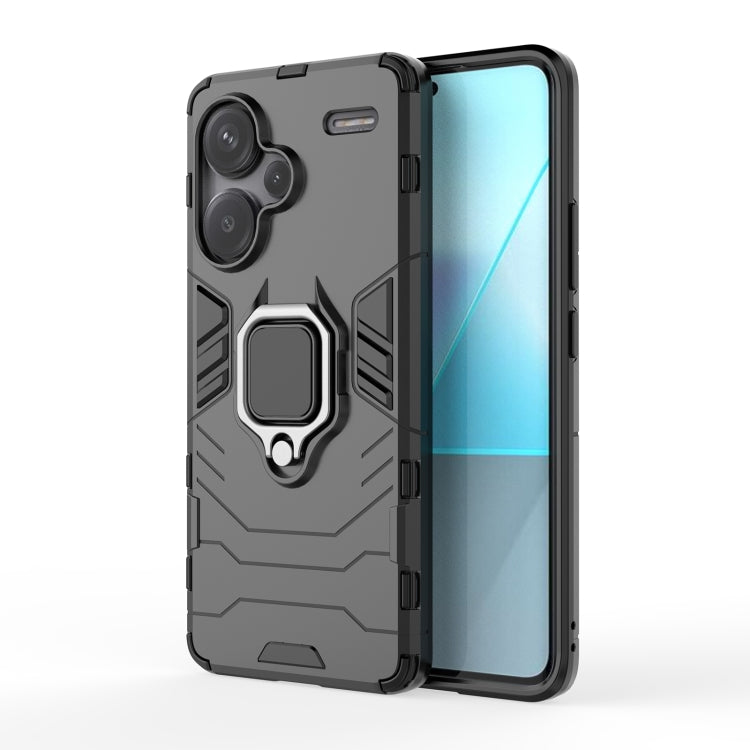 For Xiaomi Redmi Note 13 Pro+ Shockproof PC + TPU Holder Phone Case(Black) - Xiaomi Cases by PMC TechLife | Online Shopping South Africa | PMC TechLife | Buy Now Pay Later Mobicred