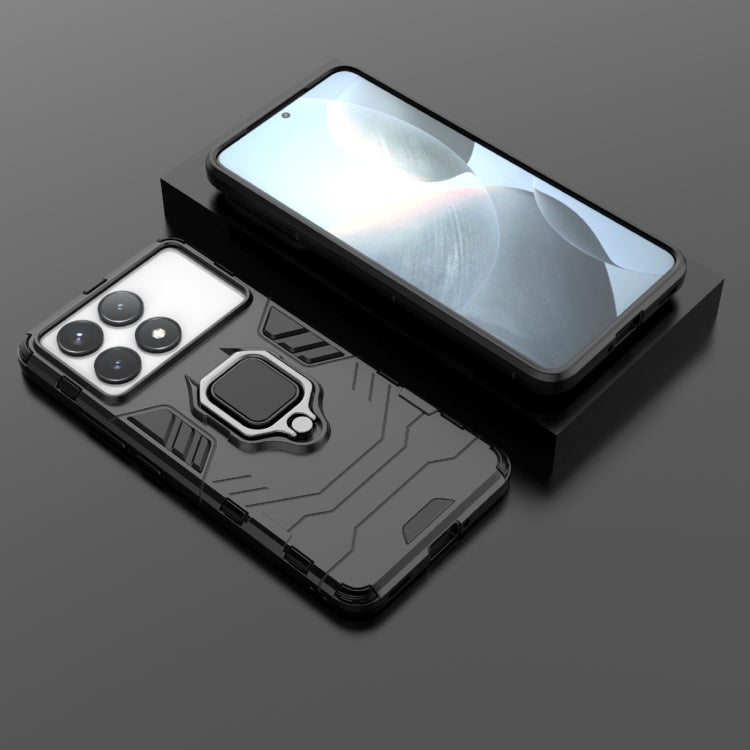 For Xiaomi Redmi K70 Shockproof PC + TPU Holder Phone Case(Black) - K70 Cases by PMC TechLife | Online Shopping South Africa | PMC TechLife