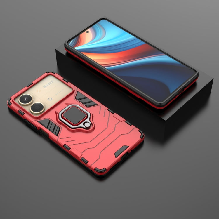 For Xiaomi Redmi Note 13R Pro 5G Shockproof PC + TPU Holder Phone Case(Red) - Xiaomi Cases by PMC TechLife | Online Shopping South Africa | PMC TechLife | Buy Now Pay Later Mobicred