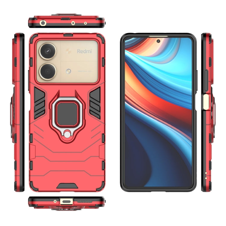 For Xiaomi Redmi Note 13R Pro 5G Shockproof PC + TPU Holder Phone Case(Red) - Xiaomi Cases by PMC TechLife | Online Shopping South Africa | PMC TechLife | Buy Now Pay Later Mobicred