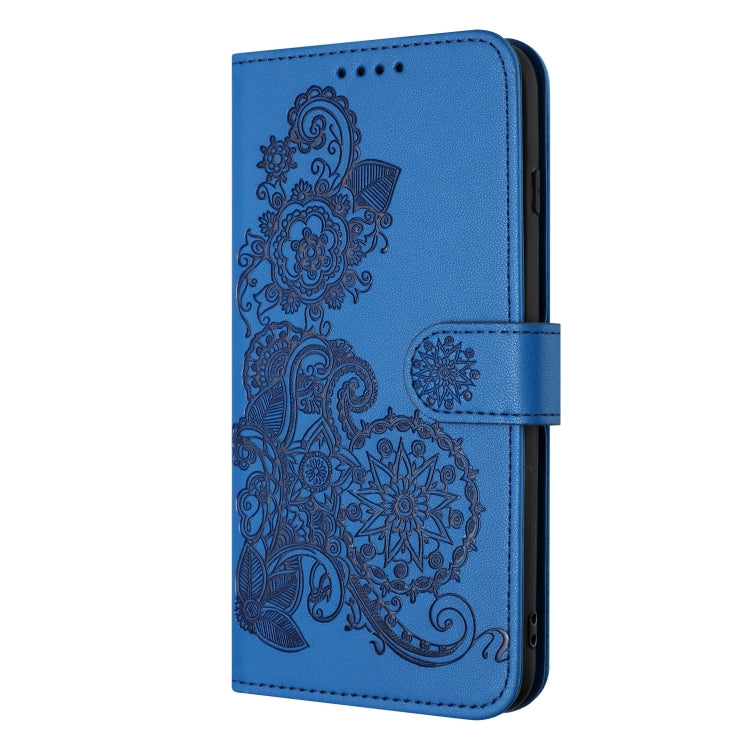 For Samsung Galaxy S22 Datura Flower Embossed Flip Leather Phone Case(Blue) - Galaxy S22 5G Cases by PMC TechLife | Online Shopping South Africa | PMC TechLife