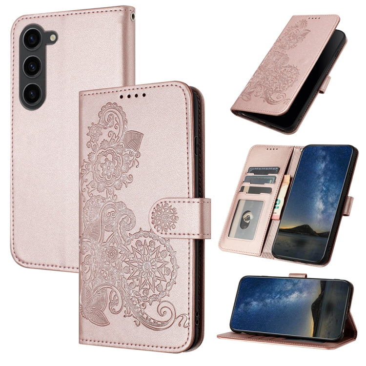 For Samsung Galaxy S23 FE Datura Flower Embossed Flip Leather Phone Case(Rose Gold) - Galaxy S23 FE 5G Cases by PMC TechLife | Online Shopping South Africa | PMC TechLife