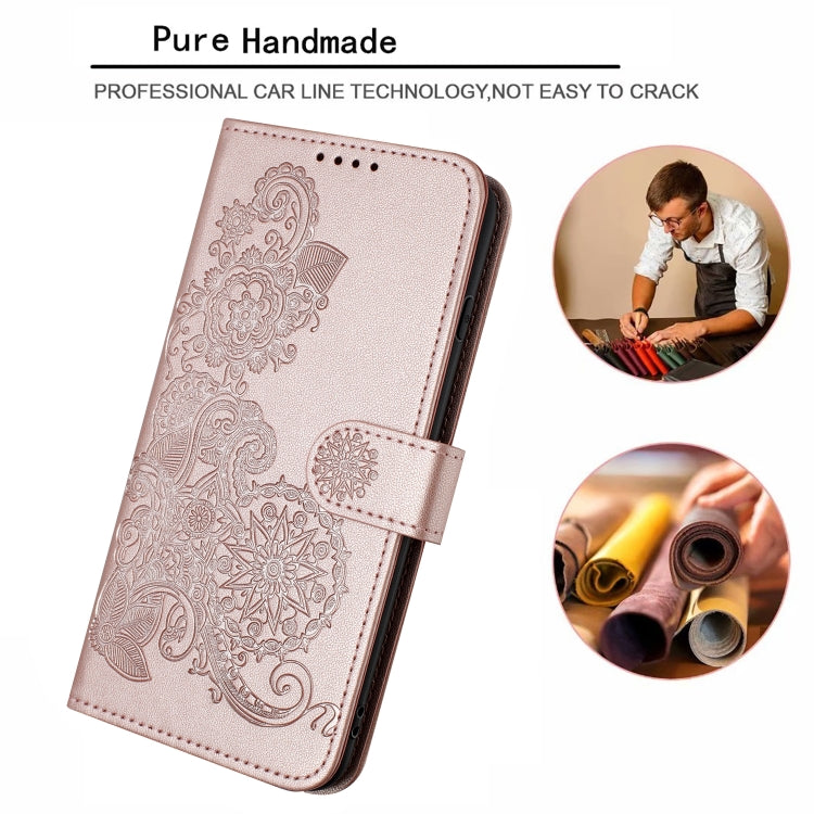 For Samsung Galaxy S23 FE Datura Flower Embossed Flip Leather Phone Case(Rose Gold) - Galaxy S23 FE 5G Cases by PMC TechLife | Online Shopping South Africa | PMC TechLife