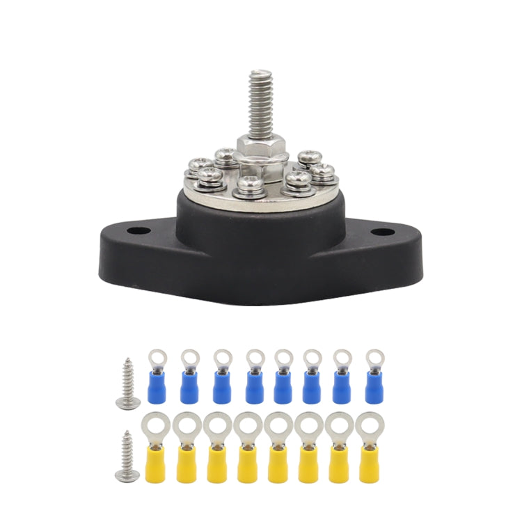 5/16 inch M8 RV Yacht 8-way Terminal Stud with 2pcs M5x20 Screws + Terminals(Black) - Booster Cable & Clip by PMC TechLife | Online Shopping South Africa | PMC TechLife | Buy Now Pay Later Mobicred
