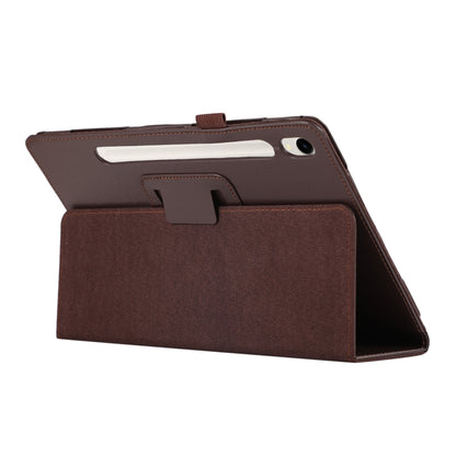 For Samsung Galaxy Tab S9 Litchi Texture Leather Tablet Case with Holder(Brown) - Other Galaxy Tab PC by PMC Jewellery | Online Shopping South Africa | PMC Jewellery | Buy Now Pay Later Mobicred