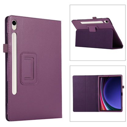 For Samsung Galaxy Tab S9 Ultra Litchi Texture Leather Tablet Case with Holder(Purple) - Other Galaxy Tab PC by PMC Jewellery | Online Shopping South Africa | PMC Jewellery | Buy Now Pay Later Mobicred