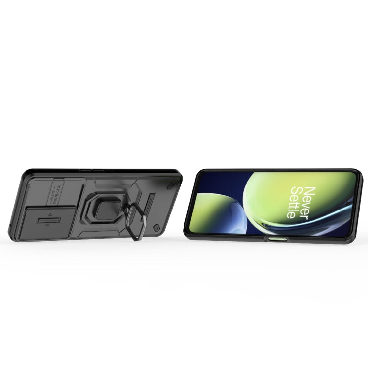 For OnePlus Nord CE 3 Lite 5G Sliding Camshield TPU + PC Shockproof Phone Case with Holder(Black) - OnePlus Cases by PMC TechLife | Online Shopping South Africa | PMC TechLife | Buy Now Pay Later Mobicred