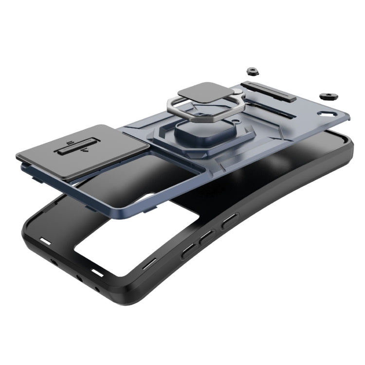 For OnePlus Nord CE 3 Lite 5G Sliding Camshield TPU + PC Shockproof Phone Case with Holder(Green) - OnePlus Cases by PMC TechLife | Online Shopping South Africa | PMC TechLife | Buy Now Pay Later Mobicred