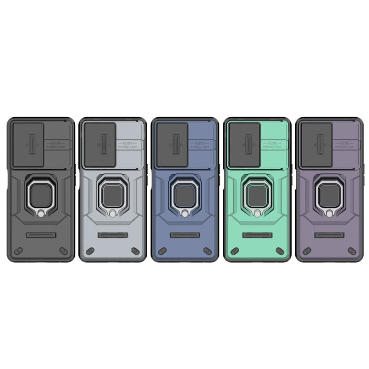 For OnePlus Nord CE 3 Lite 5G Sliding Camshield TPU + PC Shockproof Phone Case with Holder(Green) - OnePlus Cases by PMC TechLife | Online Shopping South Africa | PMC TechLife | Buy Now Pay Later Mobicred
