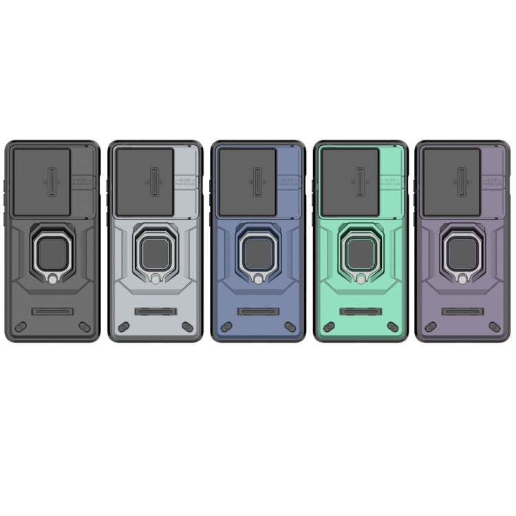 For OnePlus 12 5G Sliding Camshield TPU + PC Shockproof Phone Case with Holder(Green) - OnePlus Cases by PMC TechLife | Online Shopping South Africa | PMC TechLife