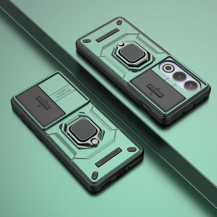 For OnePlus ACE 3V Sliding Camshield TPU + PC Shockproof Phone Case with Holder(Green) - OnePlus Cases by PMC TechLife | Online Shopping South Africa | PMC TechLife | Buy Now Pay Later Mobicred