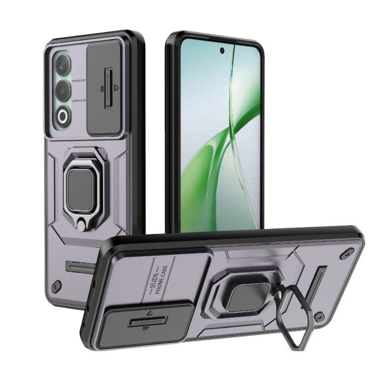 For OnePlus Nord CE4 5G Global Sliding Camshield TPU + PC Shockproof Phone Case with Holder(Purple) - OnePlus Cases by PMC TechLife | Online Shopping South Africa | PMC TechLife | Buy Now Pay Later Mobicred