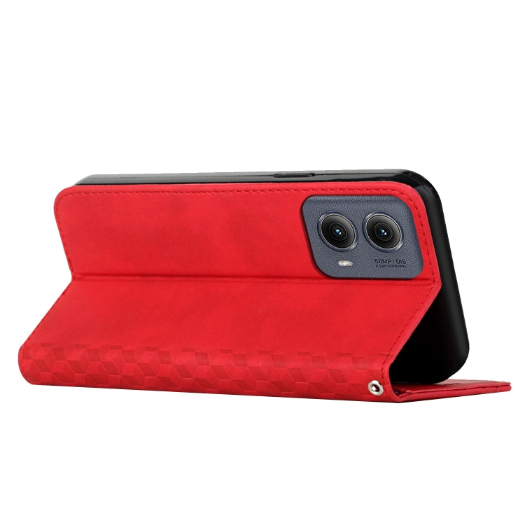 For Motorola Edge 2024 Diamond Splicing Skin Feel Magnetic Leather Phone Case(Red) - Motorola Cases by PMC Jewellery | Online Shopping South Africa | PMC Jewellery | Buy Now Pay Later Mobicred