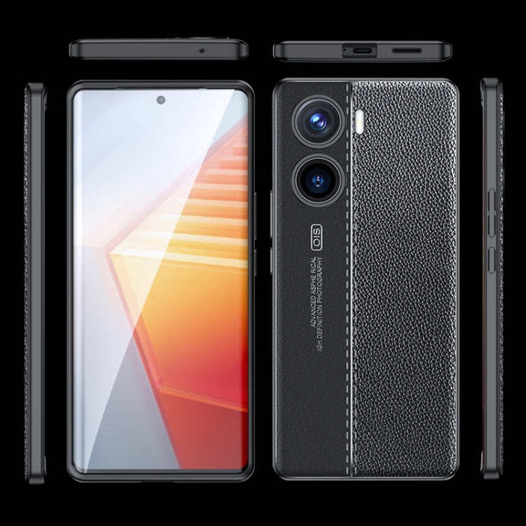For vivo V29e Litchi Texture Shockproof TPU Phone Case(Black) - vivo Cases by PMC TechLife | Online Shopping South Africa | PMC TechLife | Buy Now Pay Later Mobicred