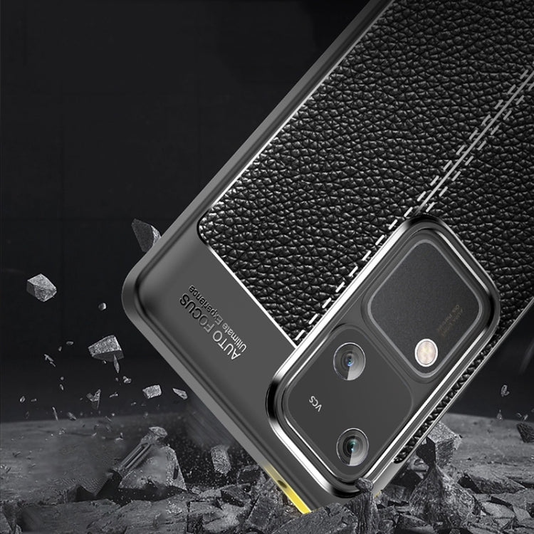 For vivo S18 Litchi Texture Shockproof TPU Phone Case(Black) - S18 Cases by PMC TechLife | Online Shopping South Africa | PMC TechLife | Buy Now Pay Later Mobicred