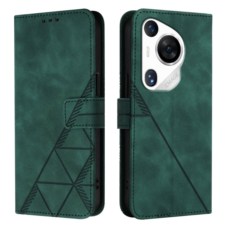 For Huawei Pura 70 Pro Crossbody 3D Embossed Flip Leather Phone Case(Dark Green) - Huawei Cases by PMC Jewellery | Online Shopping South Africa | PMC Jewellery | Buy Now Pay Later Mobicred