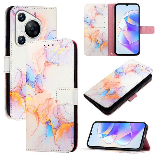 For Huawei Pura 70 PT003 Marble Pattern Flip Leather Phone Case(LS004 Marble White) - Huawei Cases by PMC Jewellery | Online Shopping South Africa | PMC Jewellery | Buy Now Pay Later Mobicred