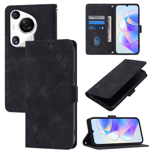 For Huawei Pura 70 Pro Skin Feel Embossed Leather Phone Case(Black) - Huawei Cases by PMC Jewellery | Online Shopping South Africa | PMC Jewellery | Buy Now Pay Later Mobicred