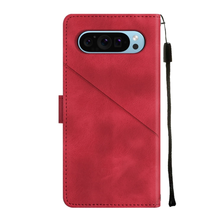 For Google Pixel 9 / 9 Pro Skin-feel Embossed Leather Phone Case(Red) - Google Cases by PMC TechLife | Online Shopping South Africa | PMC TechLife | Buy Now Pay Later Mobicred