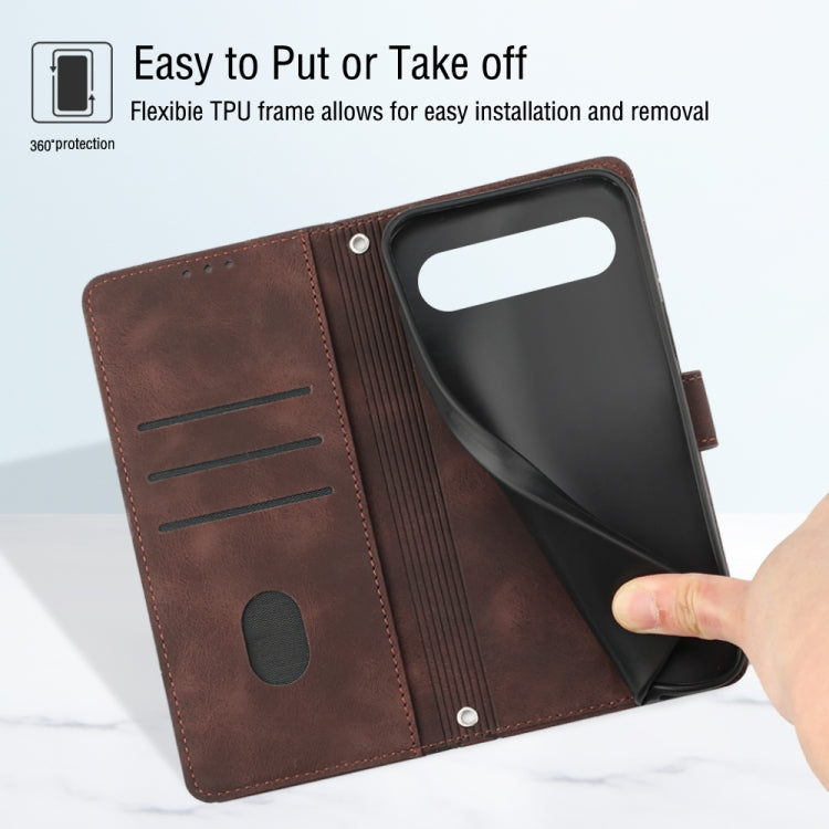 For Google Pixel 9 / 9 Pro Skin-feel Embossed Leather Phone Case(Brown) - free shipping - PMC TechLife - Order now!