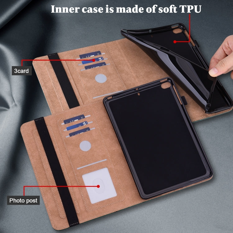 For Samsung Galaxy Tab S9 / S9 FE Solid Color Stripe Embossed Leather Tablet Case(Green) - free shipping - PMC TechLife - Order now!