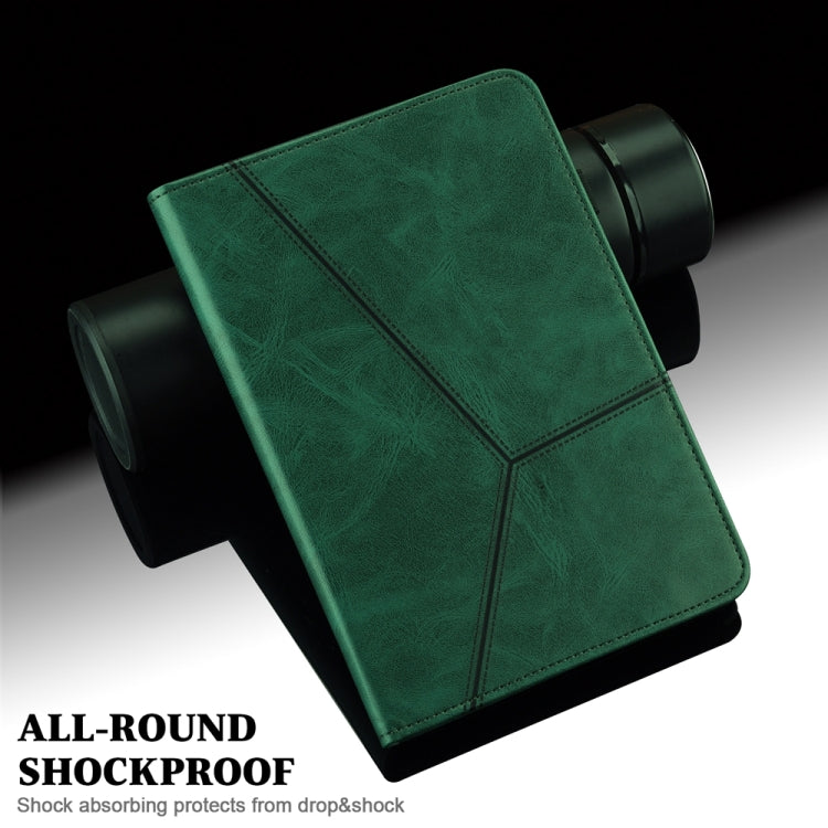 For Samsung Galaxy Tab S9 / S9 FE Solid Color Stripe Embossed Leather Tablet Case(Green) - free shipping - PMC TechLife - Order now!