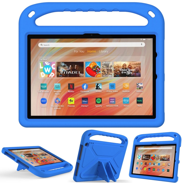 For Amazon Kindle Fire HD 10 2023 Handle EVA Shockproof Tablet Case with Holder(Blue) - Amazon by PMC TechLife | Online Shopping South Africa | PMC TechLife | Buy Now Pay Later Mobicred