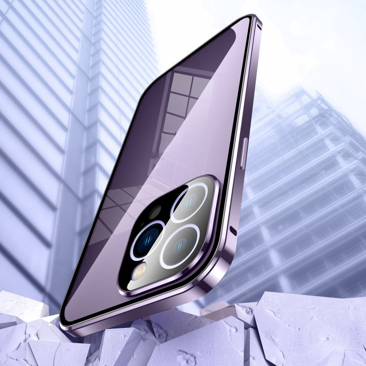 For iPhone 16 Plus Magnetic Double-buckle HD Tempered Glass Phone Case(Silver) - free shipping - PMC Jewellery - Order now!
