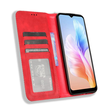 For Doogee X98 Magnetic Buckle Retro Texture Leather Phone Case(Red) - More Brand by PMC Jewellery | Online Shopping South Africa | PMC Jewellery | Buy Now Pay Later Mobicred