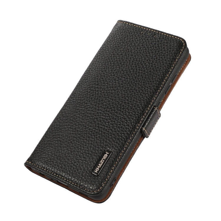 For Sony Xperia 1 VI KHAZNEH Side-Magnetic Litchi Genuine Leather RFID Case(Black) - Sony Cases by PMC TechLife | Online Shopping South Africa | PMC TechLife | Buy Now Pay Later Mobicred