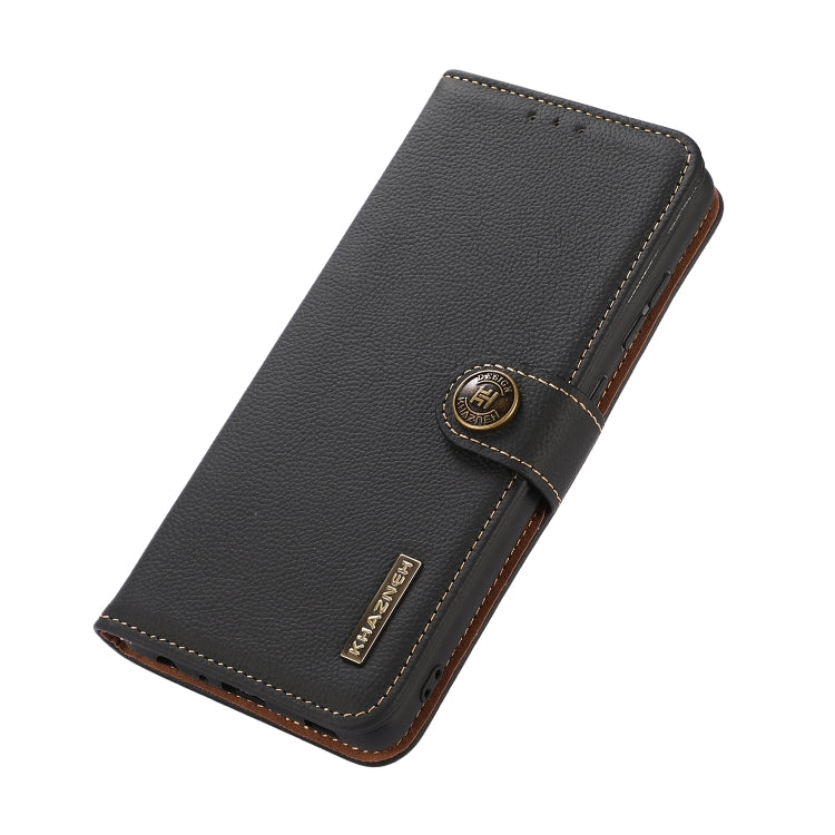 For Sony Xperia 10 VI KHAZNEH Custer Genuine Leather RFID Phone Case(Black) - Sony Cases by PMC TechLife | Online Shopping South Africa | PMC TechLife | Buy Now Pay Later Mobicred