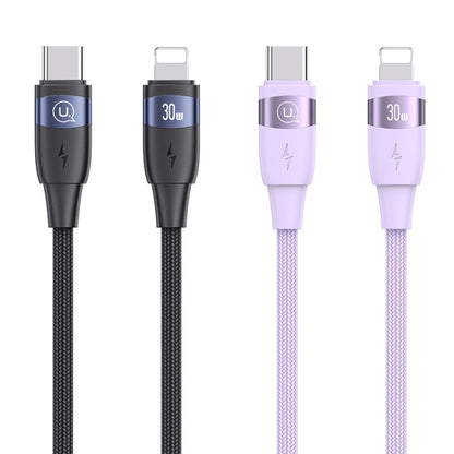 USAMS US-SJ634 U85 1.2m Type-C to 8 Pin PD30W Aluminum Alloy Fast Charging & Data Cable(Purple) - 2 in 1 Cable by USAMS | Online Shopping South Africa | PMC Jewellery | Buy Now Pay Later Mobicred