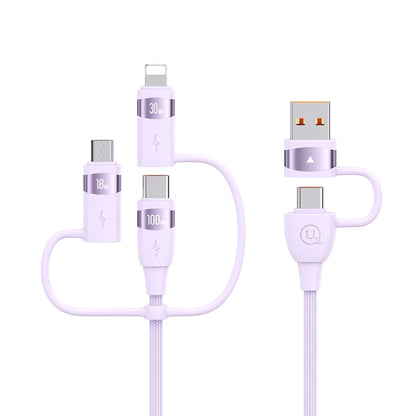 USAMS US-SJ646 U85 2m PD100W 6 in 1 Alloy Multifunctional Fast Charging Cable(Purple) - Multifunction Cable by USAMS | Online Shopping South Africa | PMC Jewellery | Buy Now Pay Later Mobicred