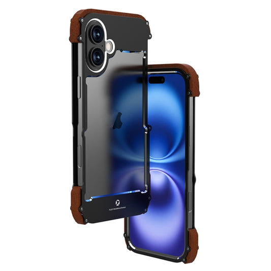 For iPhone 16 R-JUST Ironwood Generation Metal Hybrid Wood Phone Case - iPhone 16 Cases by R-JUST | Online Shopping South Africa | PMC Jewellery | Buy Now Pay Later Mobicred