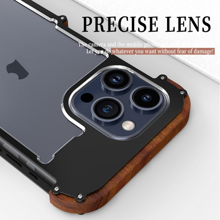 For iPhone 15 R-JUST Ironwood Generation Metal + Wood Phone Case - iPhone 15 Cases by R-JUST | Online Shopping South Africa | PMC Jewellery