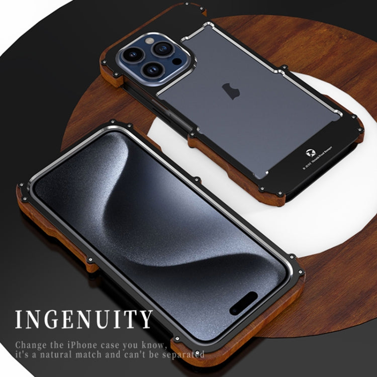 For iPhone 16 R-JUST Ironwood Generation Metal Hybrid Wood Phone Case - iPhone 16 Cases by R-JUST | Online Shopping South Africa | PMC Jewellery | Buy Now Pay Later Mobicred