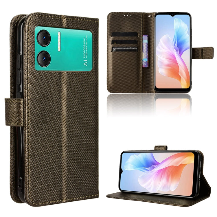 For Doogee X98 Diamond Texture Leather Phone Case(Brown) - Doogee Cases by PMC TechLife | Online Shopping South Africa | PMC TechLife | Buy Now Pay Later Mobicred
