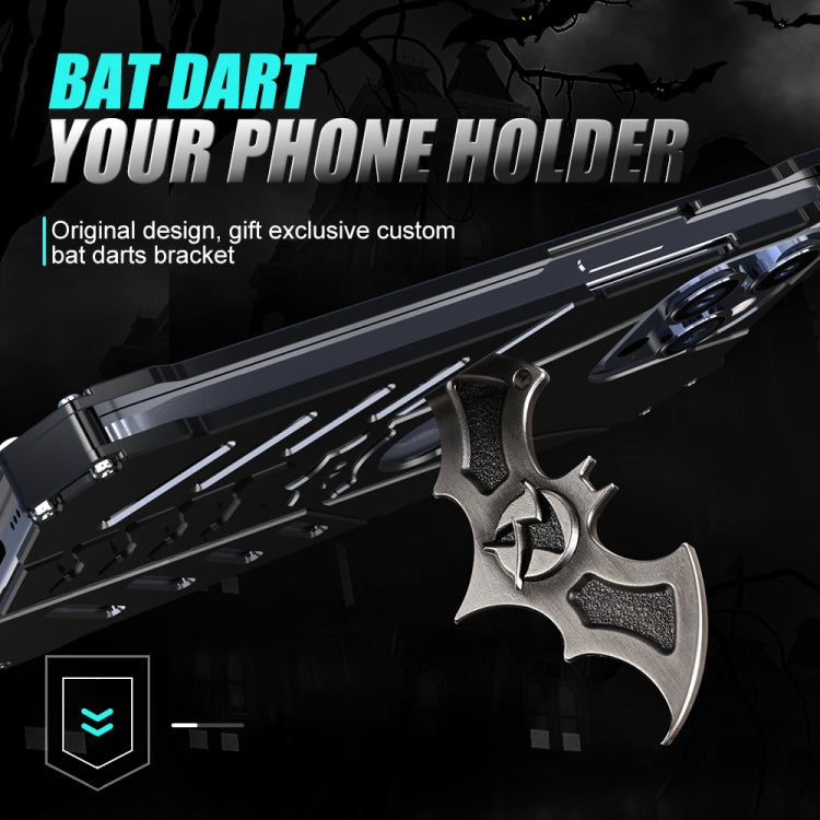 For iPhone 15 Plus R-JUST Batman Hollow Metal Phone Protective Case(Black) - free shipping - PMC TechLife - Order now!