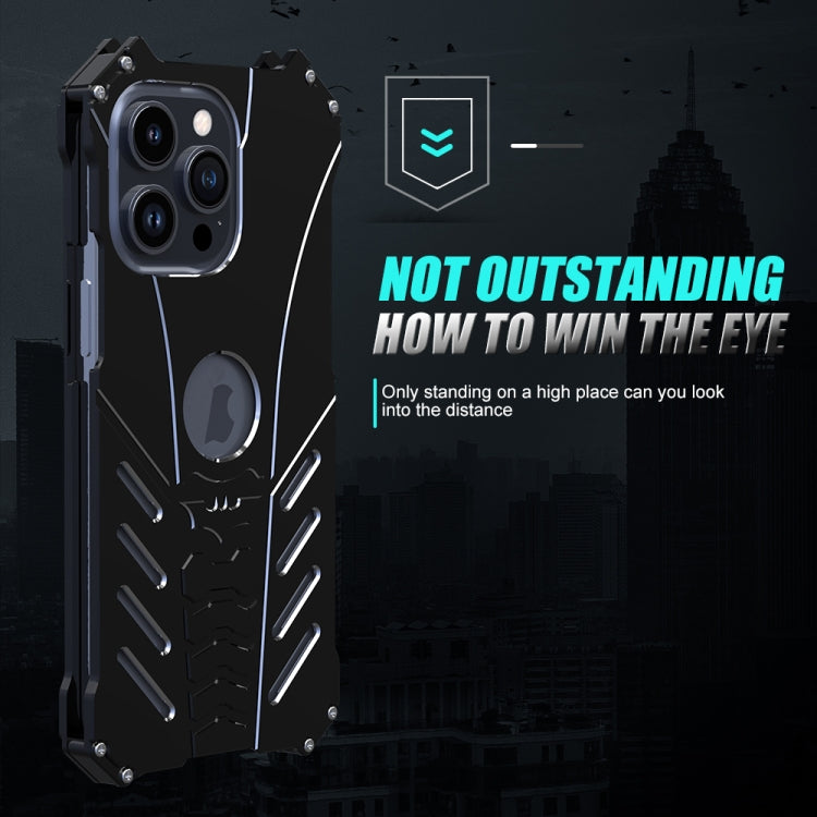 For iPhone 15 Pro R-JUST Batman Hollow Metal Phone Protective Case(Black) - iPhone 15 Pro Cases by R-JUST | Online Shopping South Africa | PMC Jewellery | Buy Now Pay Later Mobicred