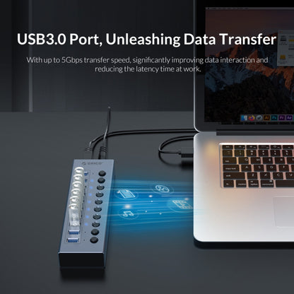 ORICO BT2U3-10AB-GY-BP 10 Ports USB 3.0 HUB with Individual Switches(US Plug) - USB 3.0 HUB by ORICO | Online Shopping South Africa | PMC Jewellery | Buy Now Pay Later Mobicred