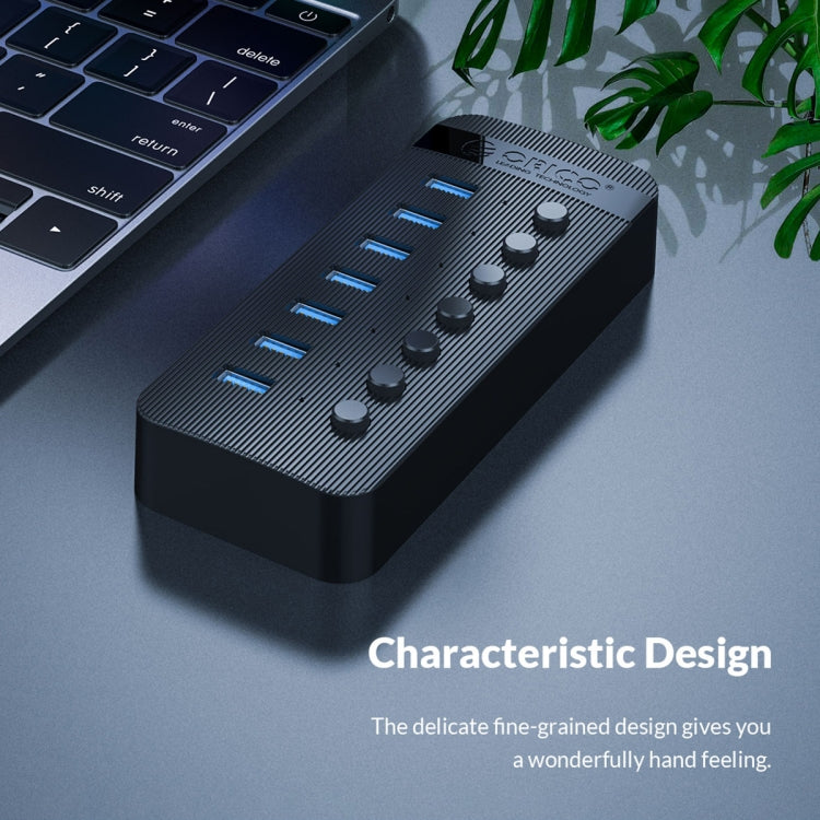 ORICO CT2U3-16AB Plastic Stripes 16 Ports USB 3.0 HUB with Individual Switches, Plug:UK Plug(Black) - USB 3.0 HUB by ORICO | Online Shopping South Africa | PMC Jewellery | Buy Now Pay Later Mobicred