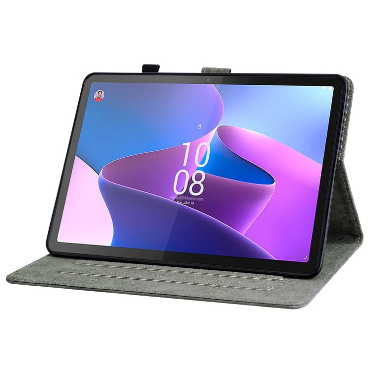 For Lenovo Tab P12 Tiger Pattern Flip Leather Tablet Case(Grey) - Lenovo by PMC TechLife | Online Shopping South Africa | PMC TechLife | Buy Now Pay Later Mobicred