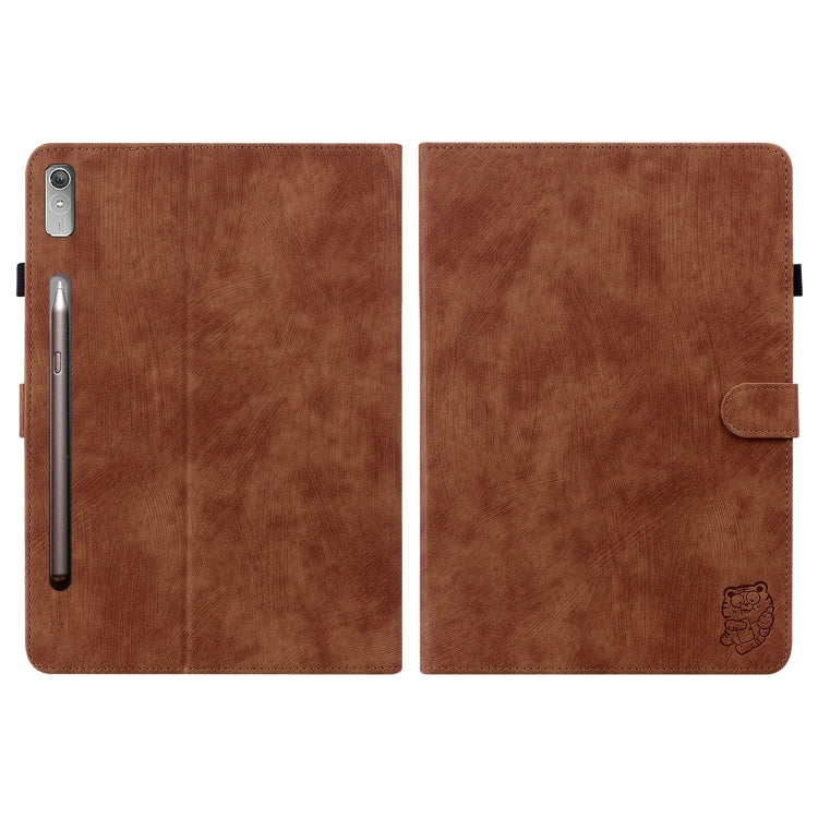 For Lenovo Tab P12 Tiger Pattern Flip Leather Tablet Case(Brown) - Lenovo by PMC TechLife | Online Shopping South Africa | PMC TechLife | Buy Now Pay Later Mobicred