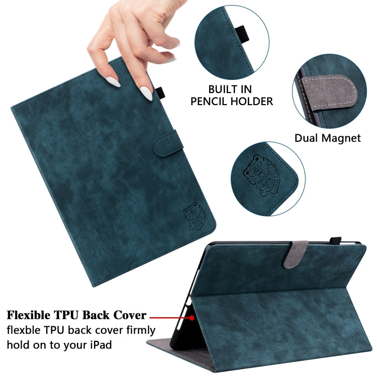 For Lenovo Tab P12 Tiger Pattern Flip Leather Tablet Case(Dark Blue) - Lenovo by PMC TechLife | Online Shopping South Africa | PMC TechLife | Buy Now Pay Later Mobicred