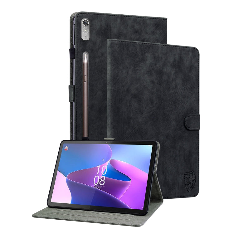For Lenovo Tab P12 Tiger Pattern Flip Leather Tablet Case(Black) - Lenovo by PMC TechLife | Online Shopping South Africa | PMC TechLife | Buy Now Pay Later Mobicred