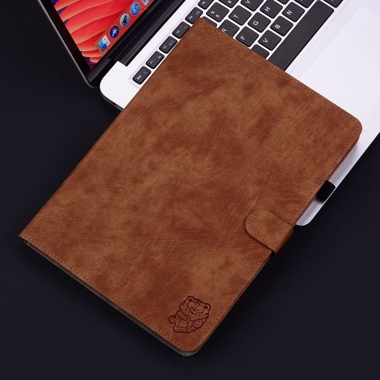 For Honor Pad 9 12.1 Embossed Tiger Pattern Leather Tablet Case(Brown) - Honor by PMC TechLife | Online Shopping South Africa | PMC TechLife | Buy Now Pay Later Mobicred