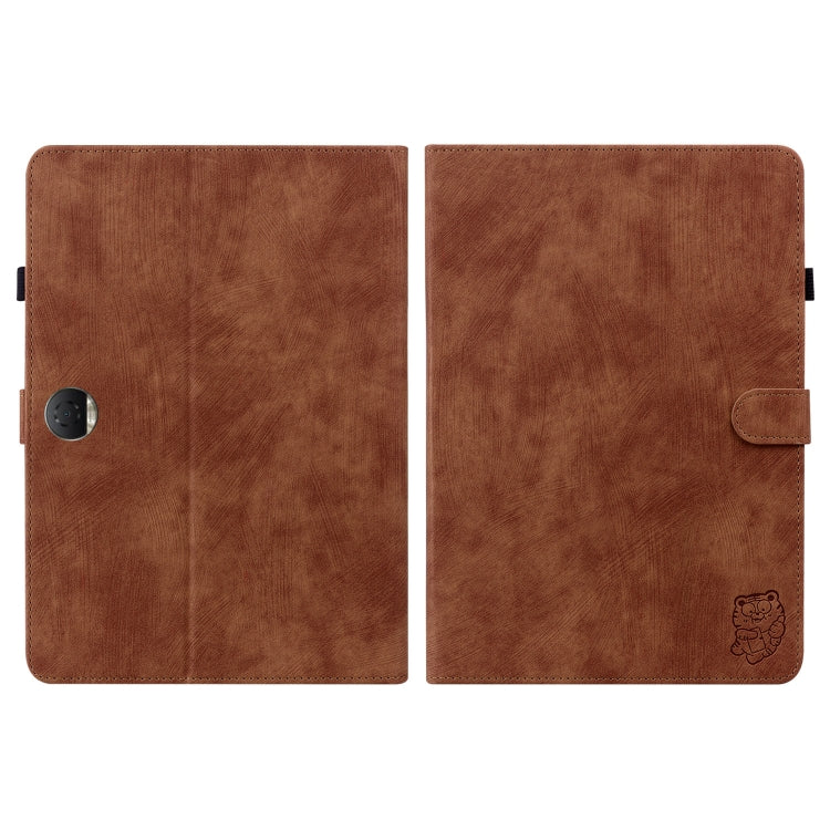 For Honor Pad 9 12.1 Embossed Tiger Pattern Leather Tablet Case(Brown) - Honor by PMC TechLife | Online Shopping South Africa | PMC TechLife | Buy Now Pay Later Mobicred