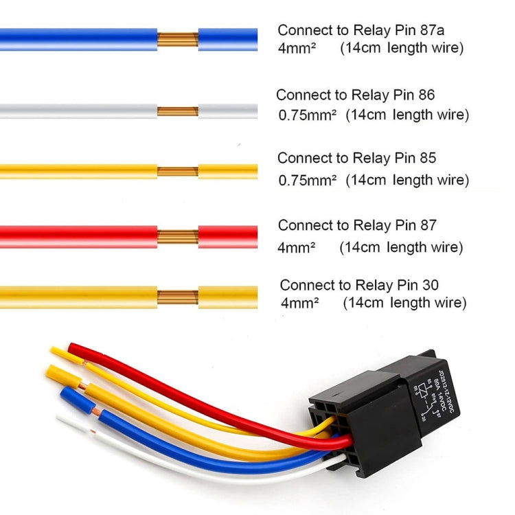 JD2912 80A 12V 5 Pin Car Relay with Wire SPDT Socket Plug - free shipping - PMC TechLife - Order now!