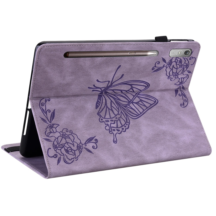 For Lenovo Tab P12 Butterfly Flower Embossed Leather Tablet Case(Purple) - Lenovo by PMC TechLife | Online Shopping South Africa | PMC TechLife | Buy Now Pay Later Mobicred