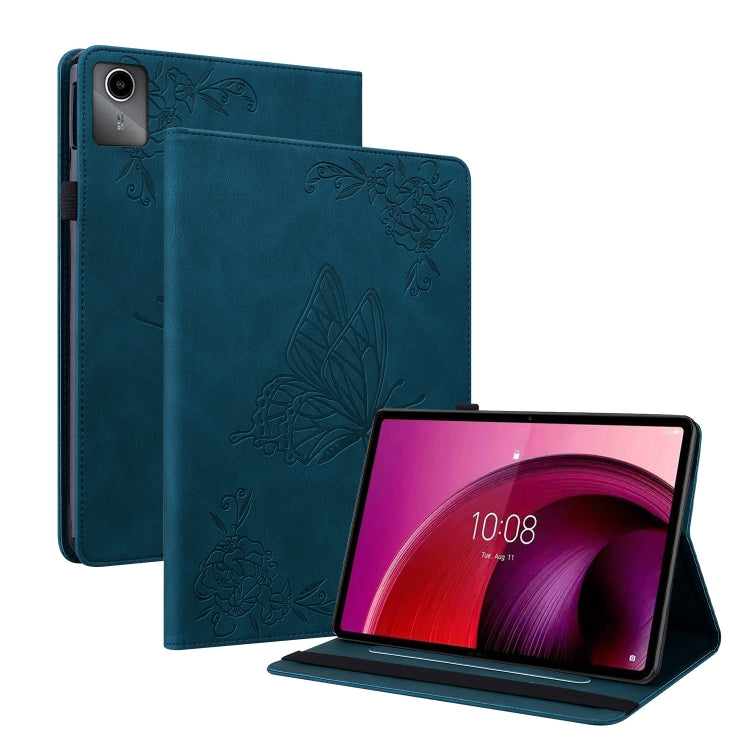 For Lenovo Tab M11/Xiaoxin Pad 11 2024 Butterfly Flower Embossed Leather Tablet Case(Blue) - Lenovo by PMC Jewellery | Online Shopping South Africa | PMC Jewellery | Buy Now Pay Later Mobicred